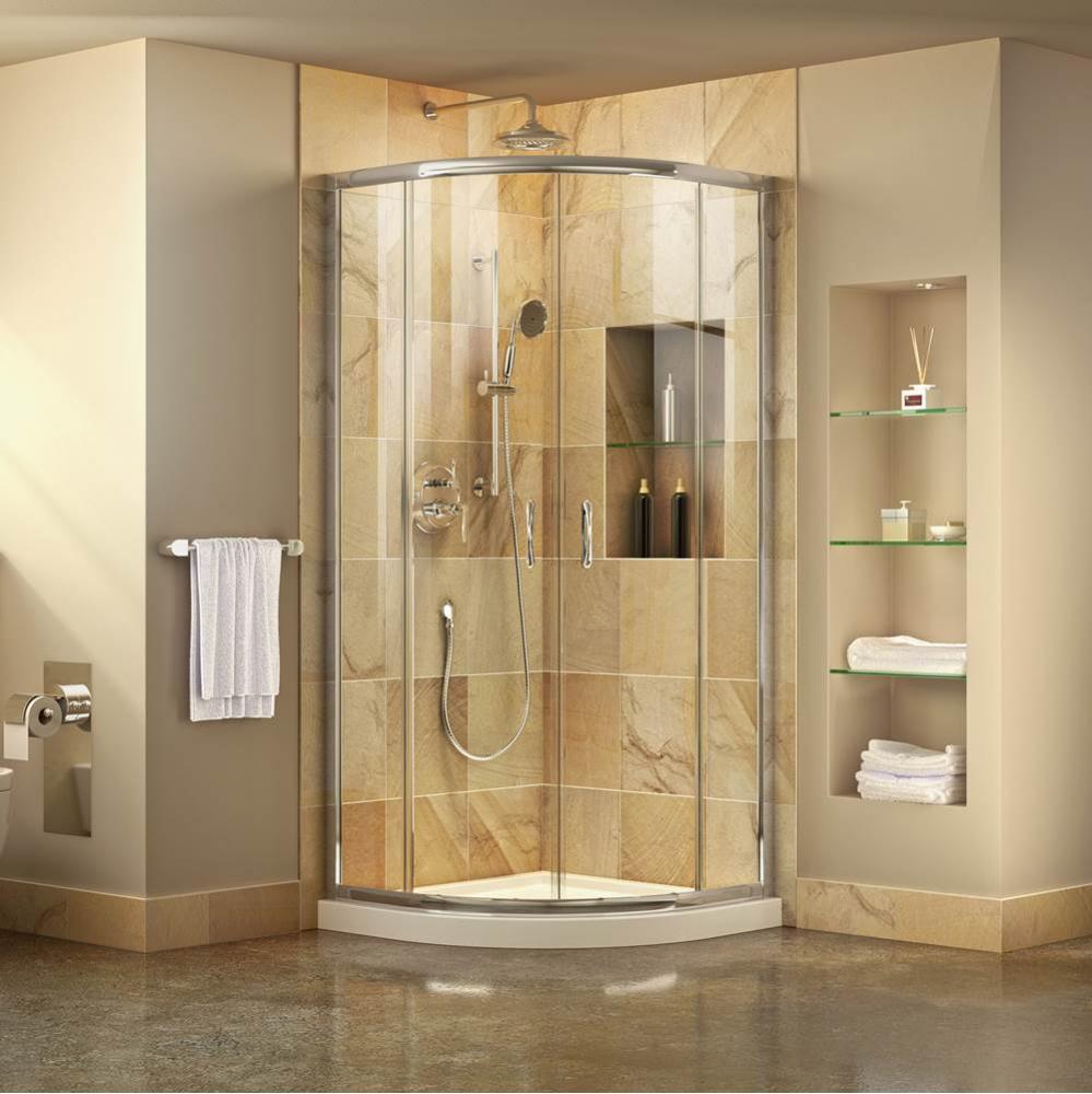 DreamLine Prime 38 in. D x 38 in. W x 74 3/4 in. H Clear Framed Sliding Shower Enclosure in Chrome