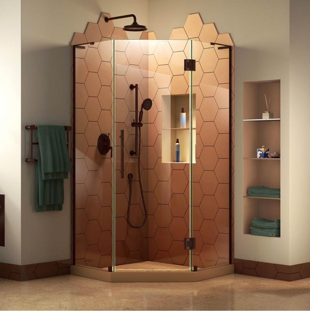 DreamLine Prism Plus 38 in. D x 38 in. W x 72 in. H Frameless Hinged Shower Enclosure in Oil Rubbe