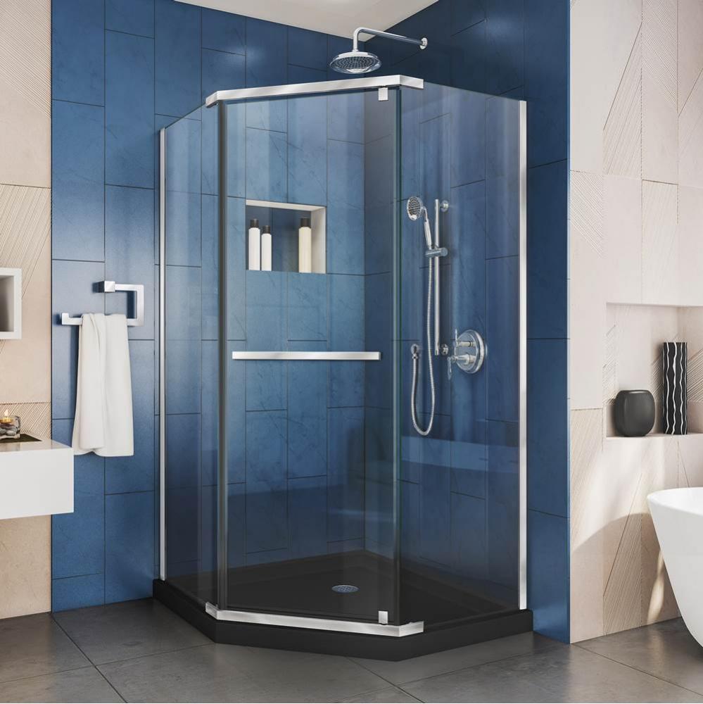 DreamLine Prism 38 in. D x 38 in. W x 74 3/4 H Frameless Pivot Shower Enclosure in Chrome and Corn