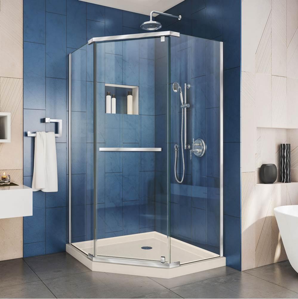DreamLine Prism 36 in. D x 36 in. W x 74 3/4 H Frameless Pivot Shower Enclosure in Chrome and Corn
