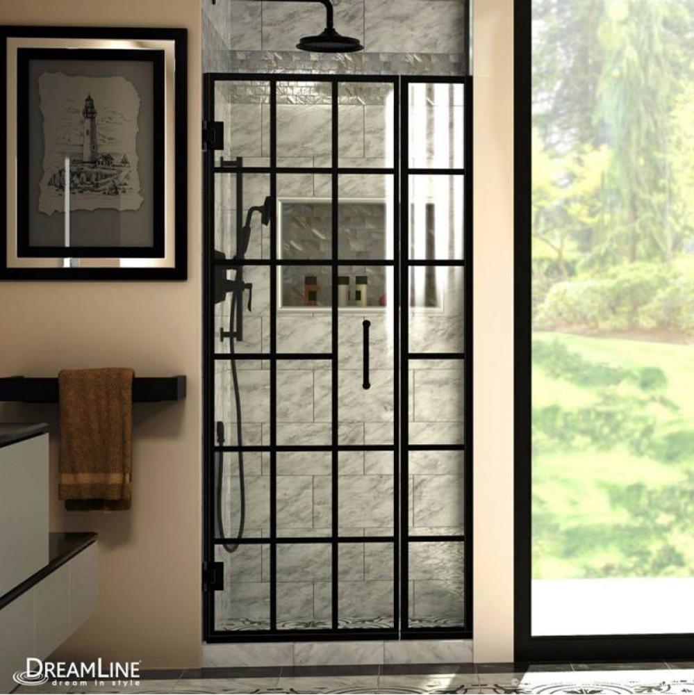 DreamLine Unidoor Toulon 34-34 1/2 in. W x 72 in. H Frameless Hinged Shower Door in Satin Black