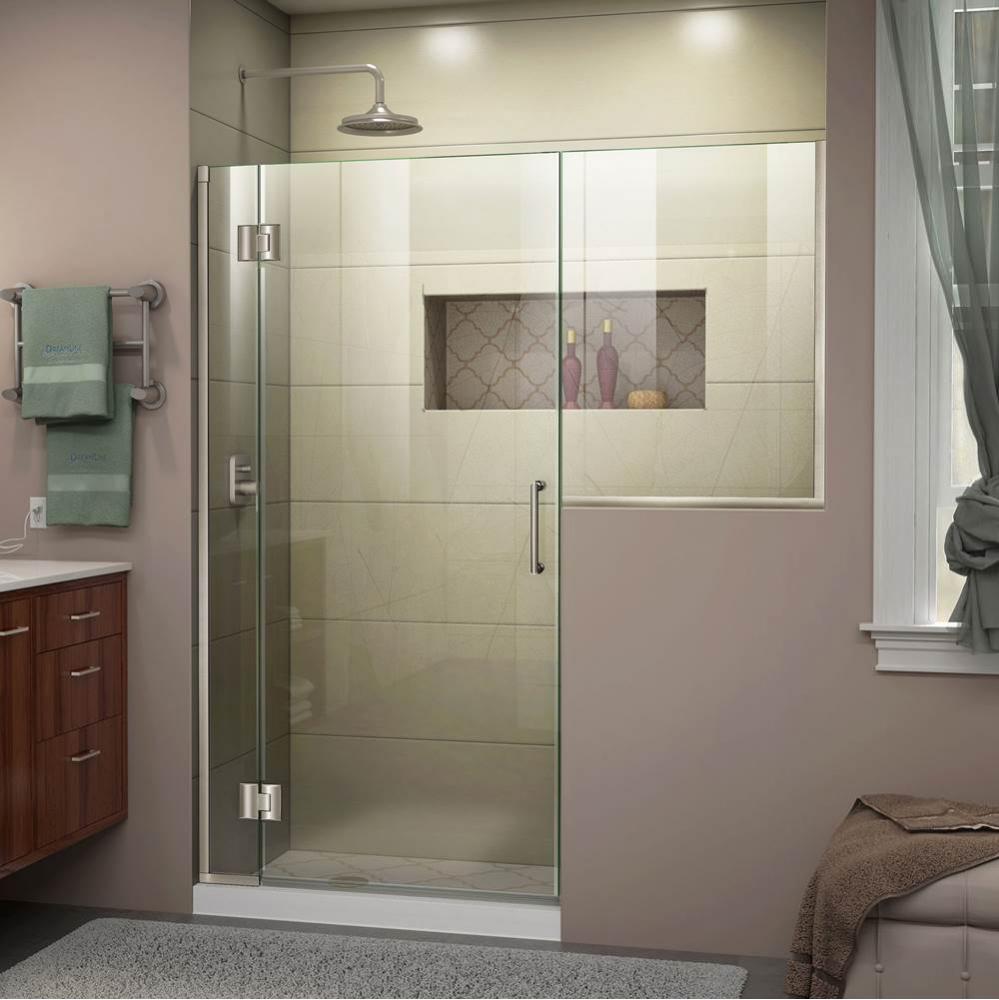DreamLine Unidoor-X 61-61 1/2 in. W x 72 in. H Frameless Hinged Shower Door in Brushed Nickel