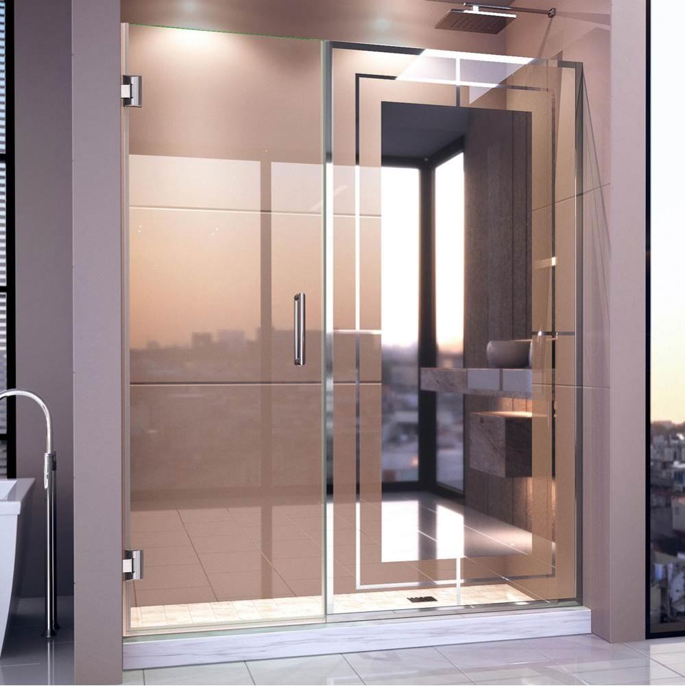 DreamLine Unidoor Mira 58-58 1/4 in. W x 72 in. H Frameless Hinged Shower Door in Chrome