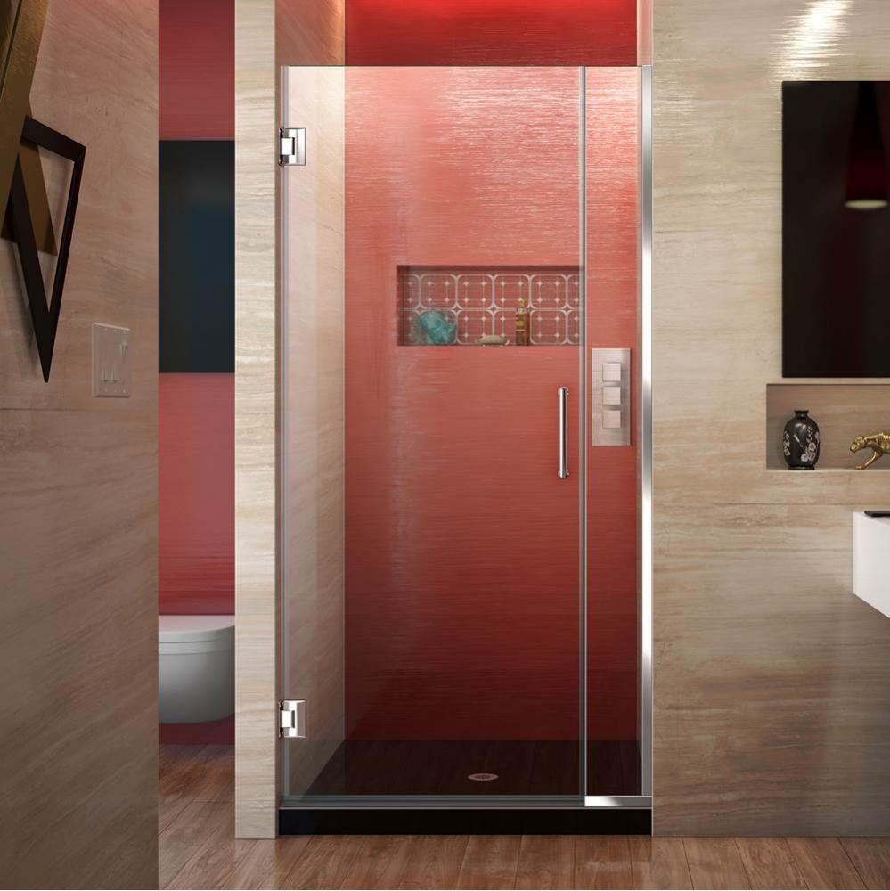 DreamLine Unidoor Plus 34 1/2 - 35 in. W x 72 in. H Frameless Hinged Shower Door, Clear Glass, Chr