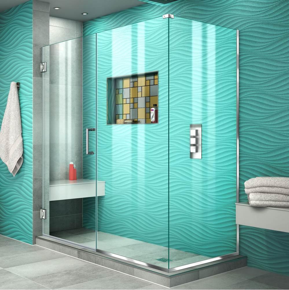DreamLine Unidoor Plus 55 in. W x 34 3/8 in. D x 72 in. H Frameless Hinged Shower Enclosure, Clear