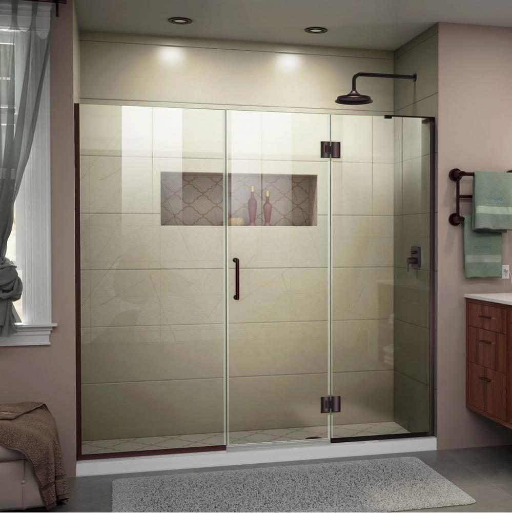 DreamLine Unidoor-X 63-63 1/2 in. W x 72 in. H Frameless Hinged Shower Door in Oil Rubbed Bronze