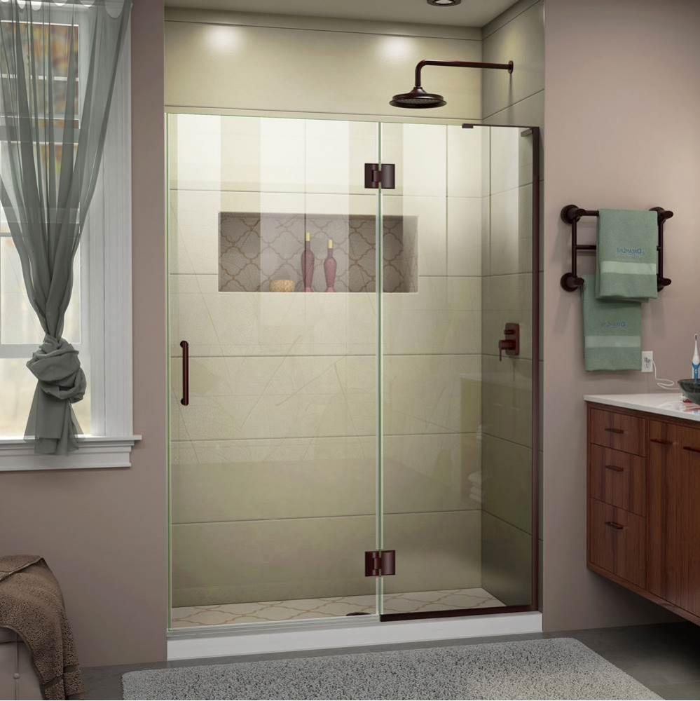 DreamLine Unidoor-X 53 in. W x 72 in. H Frameless Hinged Shower Door in Oil Rubbed Bronze