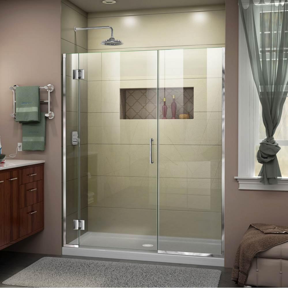 DreamLine Unidoor-X 45-45 1/2 in. W x 72 in. H Frameless Hinged Shower Door in Chrome