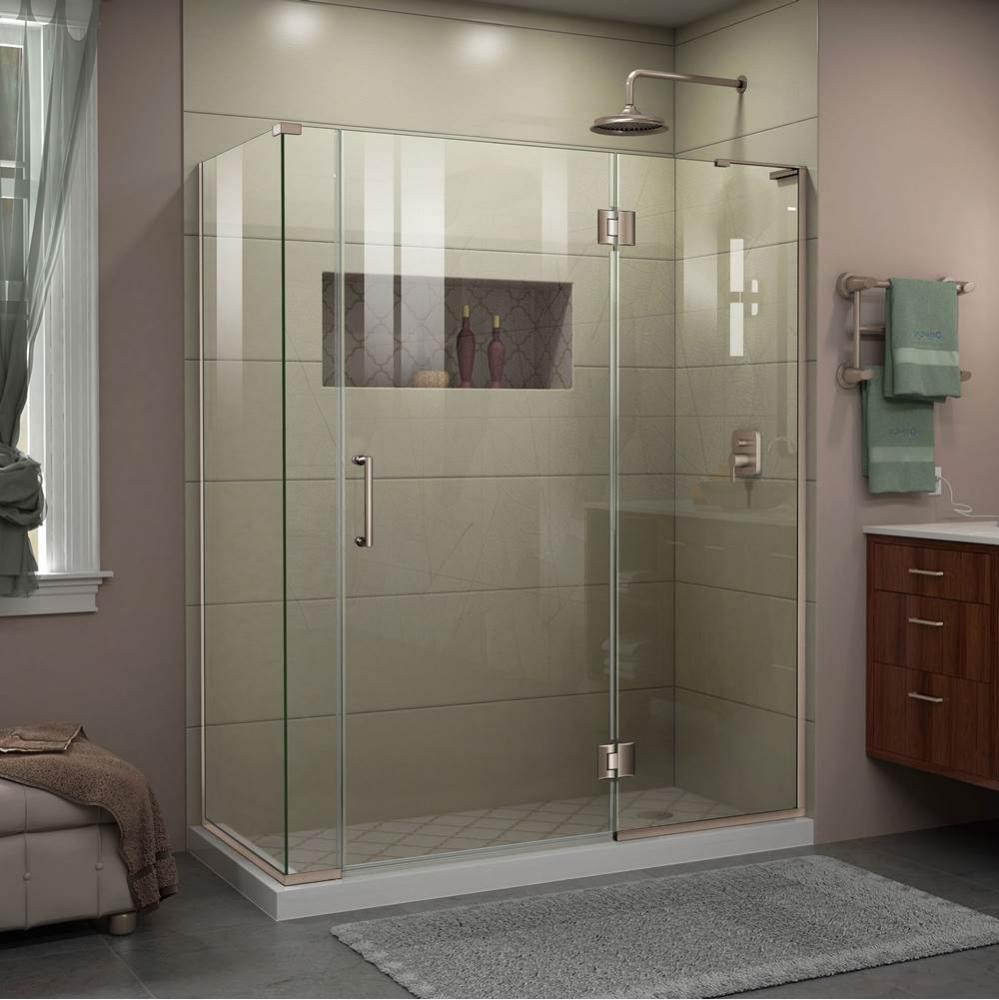 DreamLine Unidoor-X 59 in. W x 30 3/8 in. D x 72 in. H Frameless Hinged Shower Enclosure in Brushe