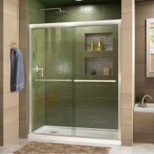 Dreamline Showers DL-6950L-04CL - DreamLine Duet 30 in. D x 60 in. W x 74 3/4 in. H Bypass Shower Door in Brushed Nickel with Left D