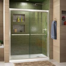Dreamline Showers DL-6951R-04CL - DreamLine Duet 32 in. D x 60 in. W x 74 3/4 in. H Bypass Shower Door in Brushed Nickel with Right