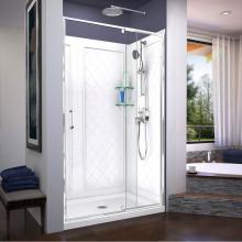 Dreamline Showers DL-6226C-01 - DreamLine Flex 36 in. D x 48 in. W x 76 3/4 in. H Pivot Shower Door in Chrome with Center Drain Wh