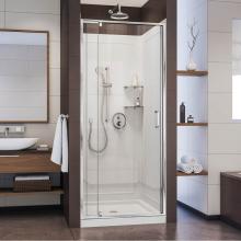 Dreamline Showers DL-6217C-01CL - DreamLine Flex 32 in. D x 32 in. W x 76 3/4 in. H Pivot Shower Door in Chrome with Center Drain Wh