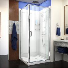 Dreamline Showers DL-6716-01CL - DreamLine Flex 32 in. D x 32 in. W x 76 3/4 in. H Pivot Shower Enclosure in Chrome with Corner Dra