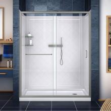 Dreamline Showers DL-6117R-04CL - DreamLine Infinity-Z 32 in. D x 60 in. W x 76 3/4 in. H Sliding Shower Door in Brushed Nickel, Rig