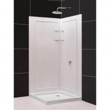 Dreamline Showers DL-6295C-01 - DreamLine 32 in. D x 32 in. W x 76 3/4 in. H SlimLine Double Threshold Corner Drain Base and Acryl