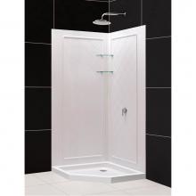 Dreamline Showers DL-6045C-01 - DreamLine 38 in. x 38 in. x 76 3/4 in. H Neo-Angle Shower Base and QWALL-4 Acrylic Corner Backwall