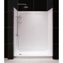 Dreamline Showers DL-6192L-01 - DreamLine 36 in. D x 60 in. W x 76 3/4 in. H Left Drain Acrylic Shower Base and QWALL-5 Backwall K