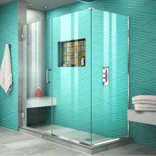Dreamline Showers SHEN-24600340-01 - DreamLine Unidoor Plus 60 in. W x 34 3/8 in. D x 72 in. H Frameless Hinged Shower Enclosure, Clear