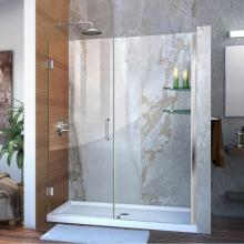 Dreamline Showers SHDR-20597210S-01 - DreamLine Unidoor 59-60 in. W x 72 in. H Frameless Hinged Shower Door with Shelves in Chrome