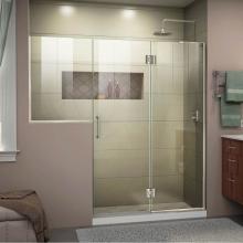 Dreamline Showers D3242436R-04 - DreamLine Unidoor-X 72-72 1/2 in. W x 72 in. H Frameless Hinged Shower Door in Brushed Nickel