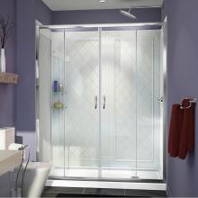 Dreamline Showers DL-6114R-01CL - DreamLine Visions 34 in. D x 60 in. W x 76 3/4 in. H Sliding Shower Door in Chrome with Right Drai