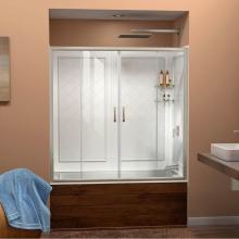 Dreamline Showers DL-6995-04CL - DreamLine Visions 56-60 in. W x 60 in. H Framed Sliding Tub Door in Brushed Nickel with White Acry
