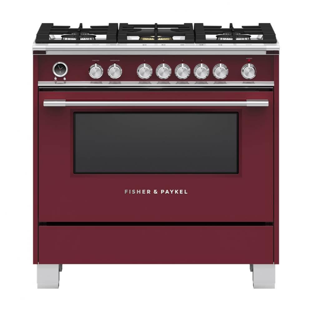 36'' Range, 5 Burners, Self-cleaning, Red