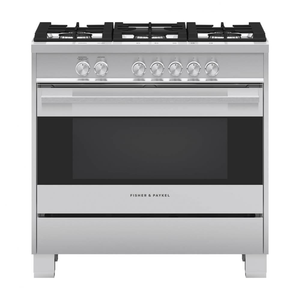 36'' Range, 5 Burners, with Hob Rail