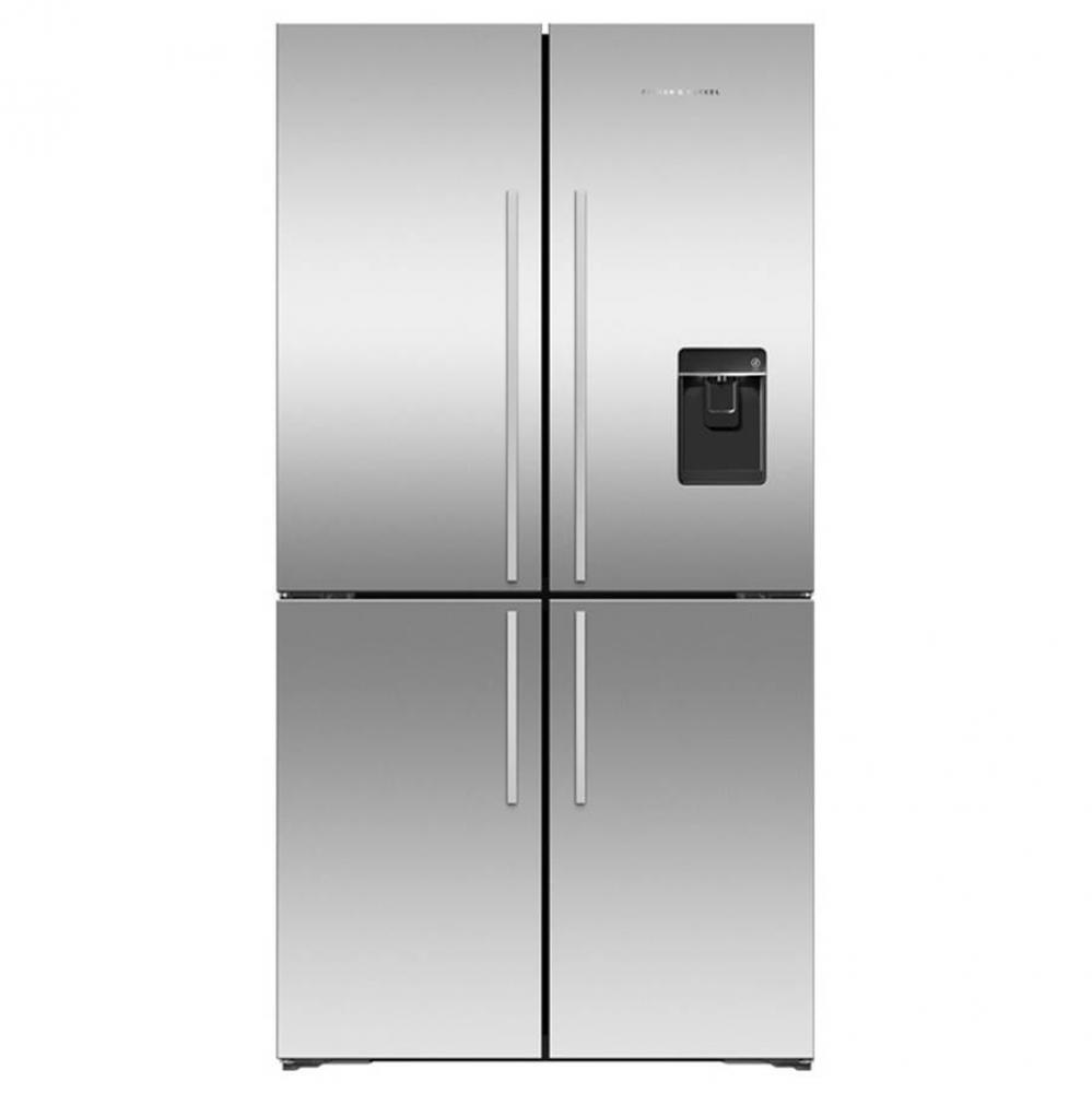 36'' Quad Door French Door Refrigerator Freezer, 19.0 cu ft, Stainless Steel, Ice and Wa