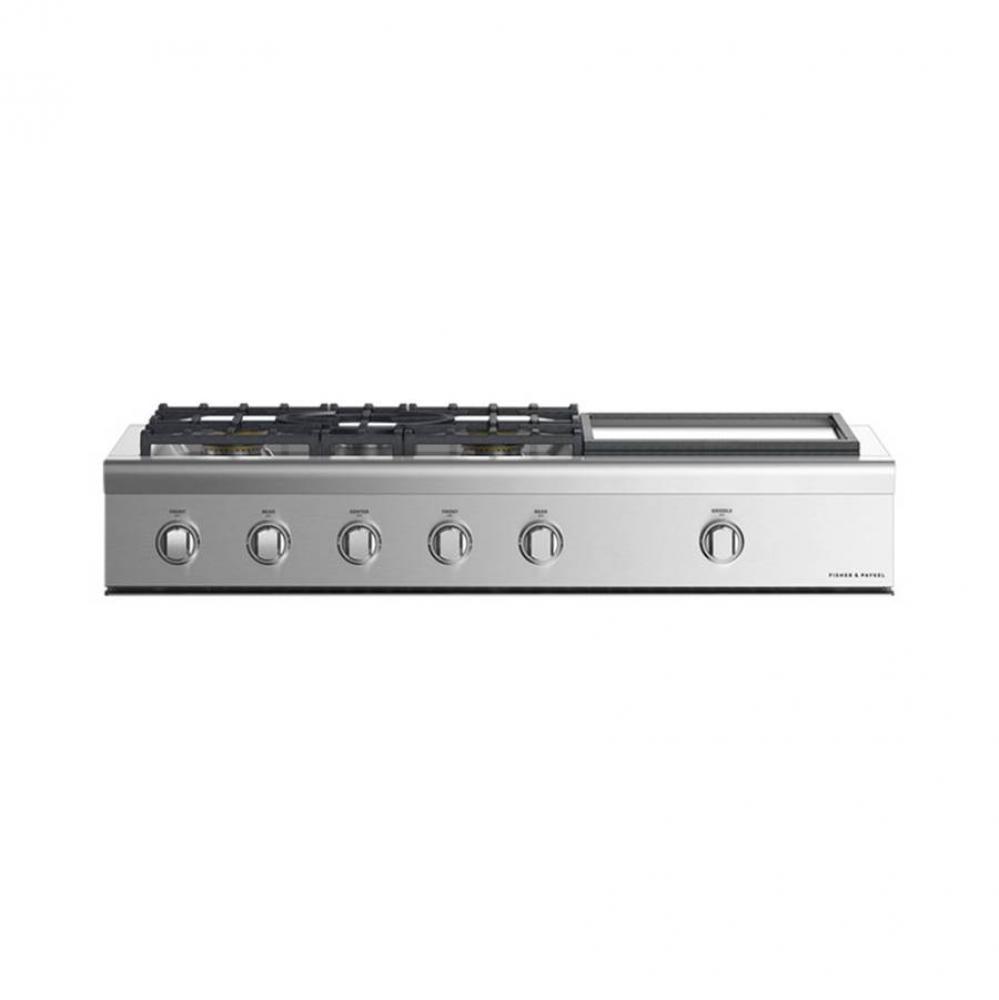 48'' Professional Rangetop, 5 Burners with Griddle, LPG
