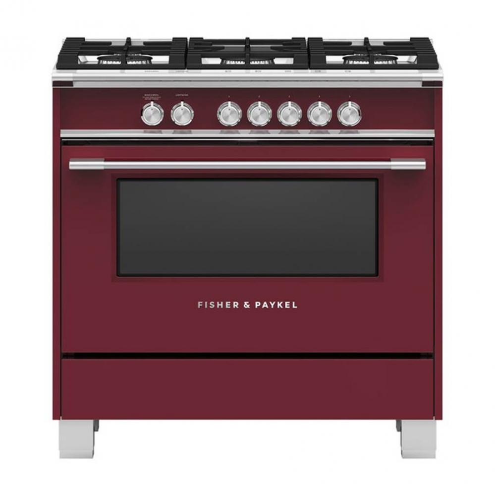 36'' Range, 5 Burners, Red