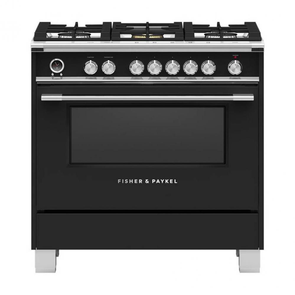 36'' Range, 5 Burners, Self-cleaning, Black