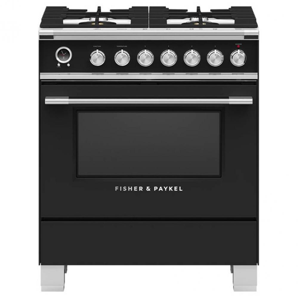30'' Range, 4 Burners, Self-cleaning, Black