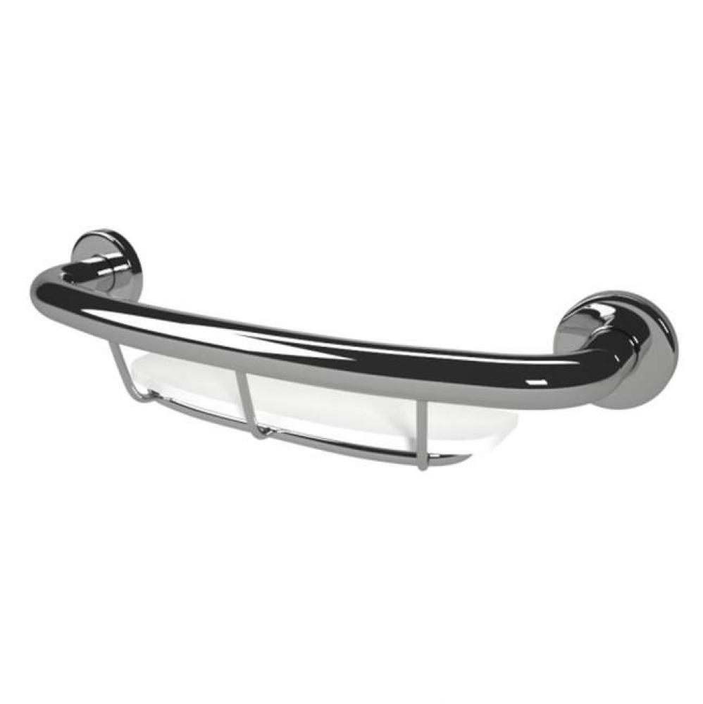 Shampoo Shelf w/Grab Bar. Polished Stainless.