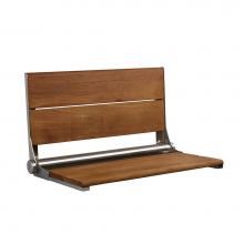 Health at Home HH-Seat-TK26BS - 26'' Teak seat. Brushed Stainless frame. Up to 500lbs.