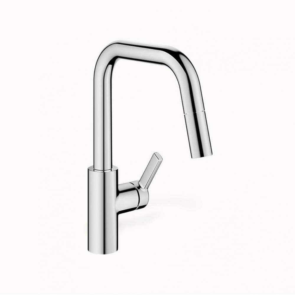 Luna E Single-Hole Kitchen Faucet With Pull-Out Spray - Geometric Spout With Side Lever - Pc