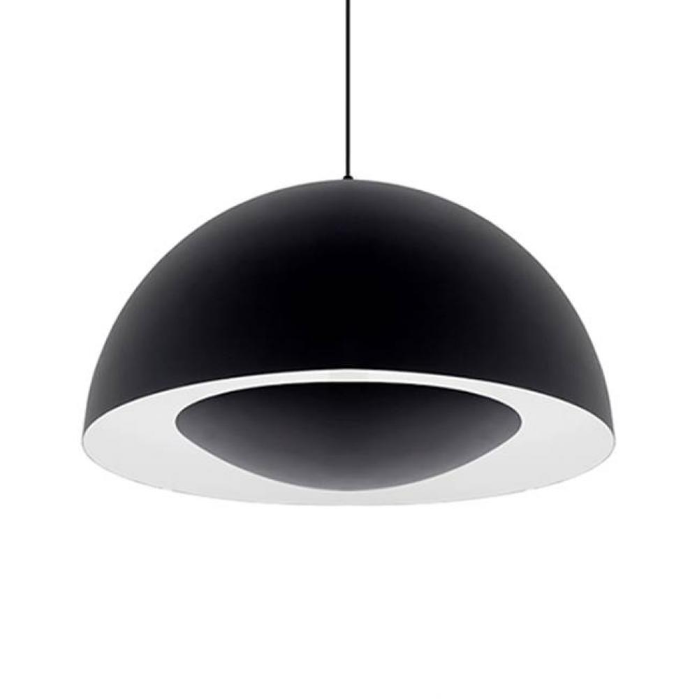 Single Led Pendant With Black, Brushed Nickel Or White Dome Shaped Shade With Matching Colored