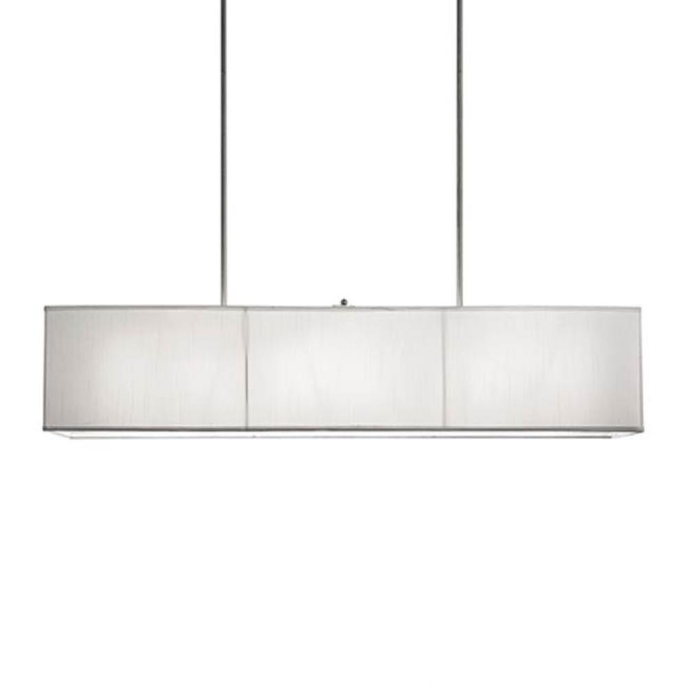 Six Lamp Pendant With Rectangular Shape Textured Linen White Shade And Acrylic Bottom