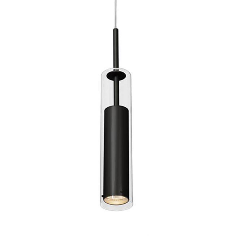 Clear Glass Shade Encases Aluminum Cylindrical Socket Housing With Matte Powder-Coat Or Plated