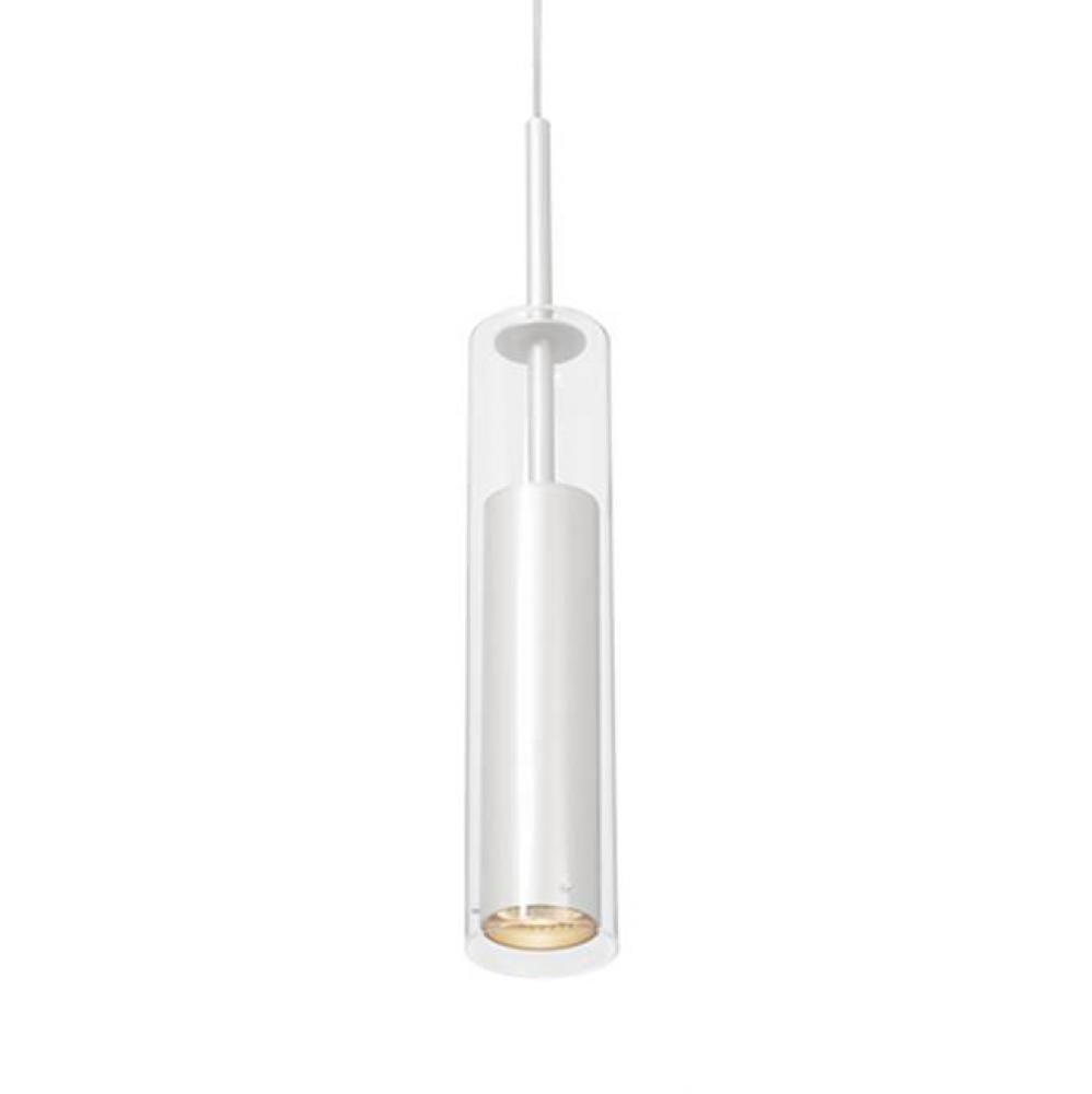 Clear Glass Shade Encases Aluminum Cylindrical Socket Housing With Matte Powder-Coat Or Plated