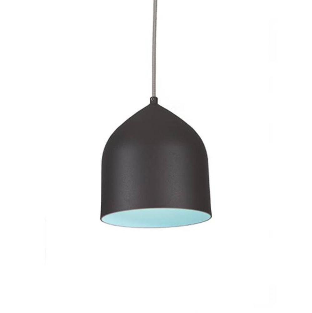 Single Lamp Pendant With Spun Aluminum Shade Showcasing Power-Coated Finishes In Contrasing Hues.