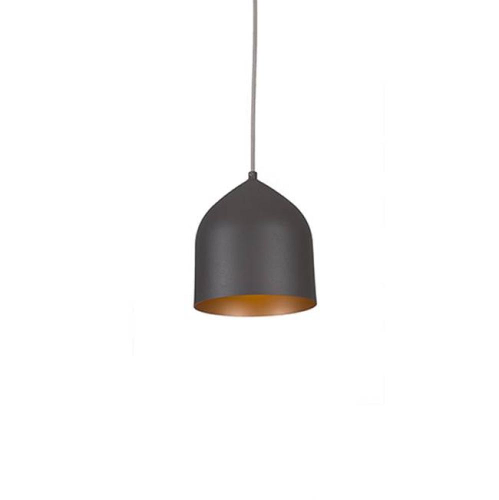 Single Lamp Pendant With Spun Aluminum Shade Showcasing Power-Coated Finishes In Contrasing Hues.