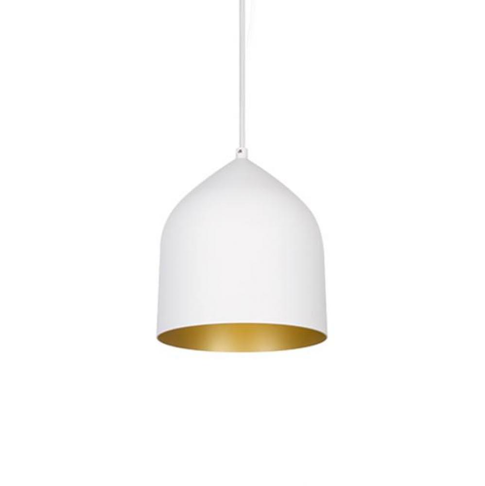 Single Lamp Pendant With Spun Aluminum Shade Showcasing Power-Coated Finishes In Contrasing Hues.