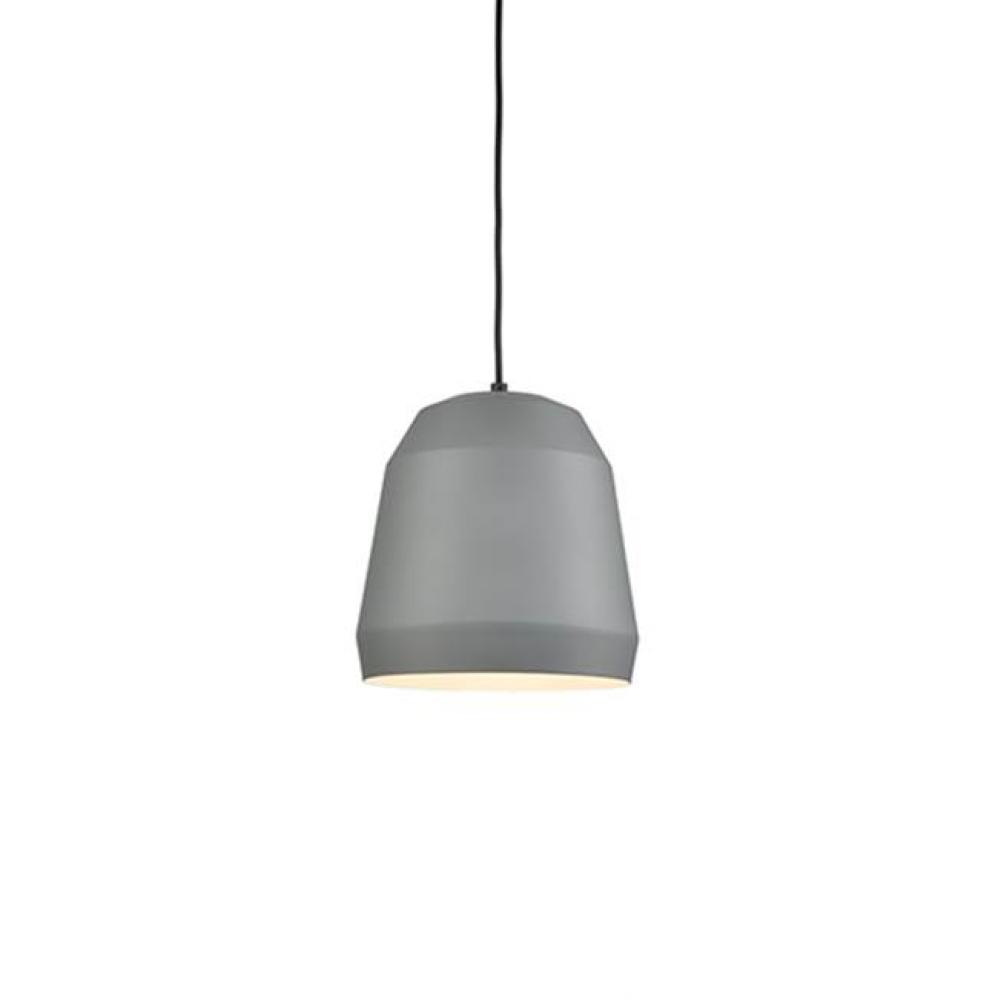 Single Lamp Pendant With FacetedAluminum Shade ShowcasingPowder-Coated Finishes AgainstA Matte