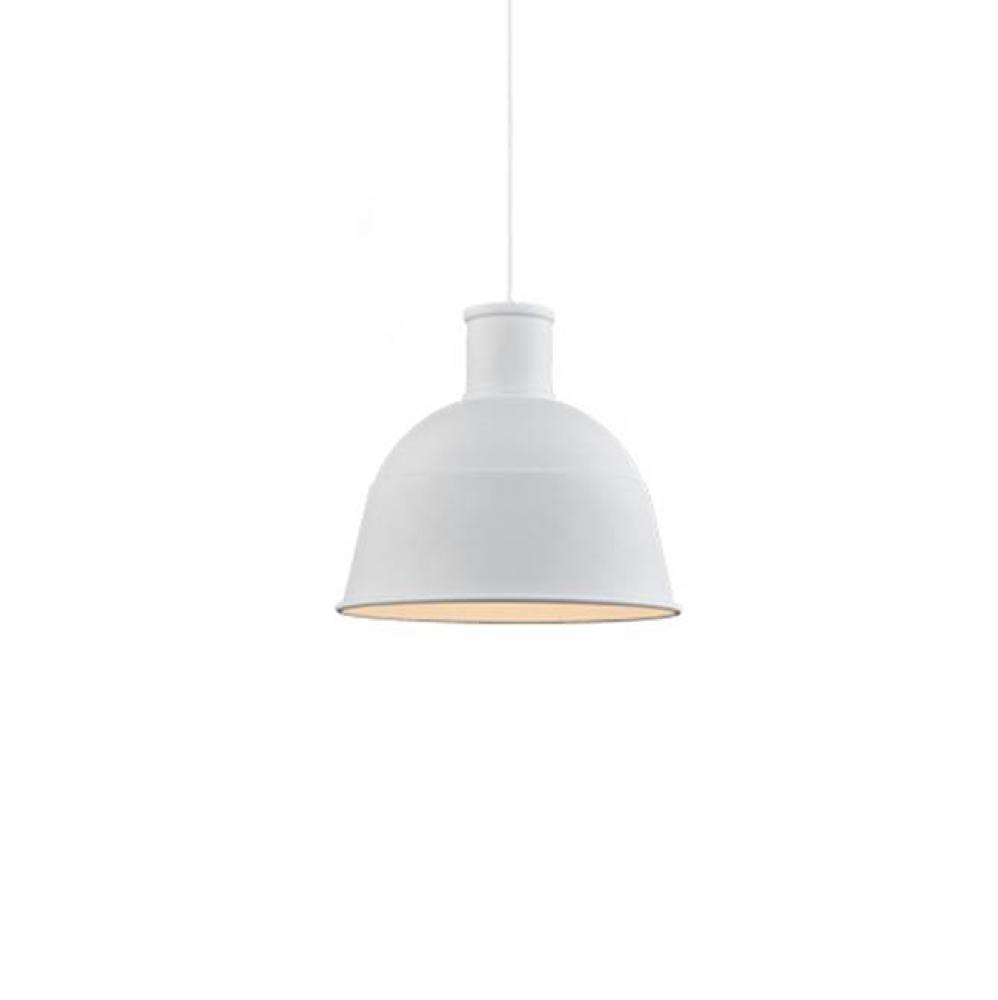 Single Lamp Pendant WithAluminum Dome ShadeShowcasing Powder-CoatedFinishes. Exterior Shade