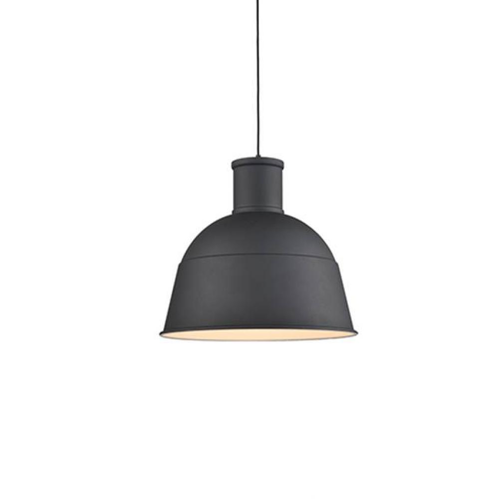 Single Lamp Pendant WithAluminum Dome ShadeShowcasing Powder-CoatedFinishes. Exterior Shade
