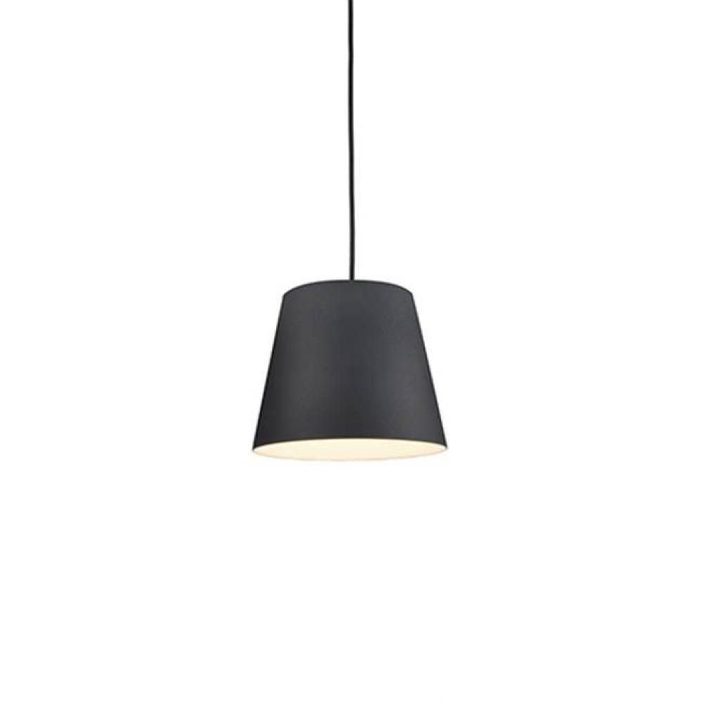 Single Lamp Pendant With Aluminum Drum Shade Showcasing Powder-Coated Finishes. Exterior Shade