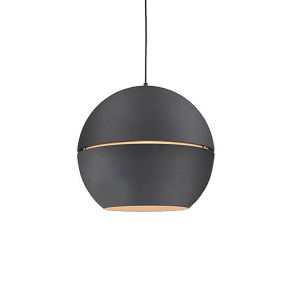 Single Lamp Pendant With Split Spherical Aluminum Shade Showcasing Powder-Coated Finishes Against