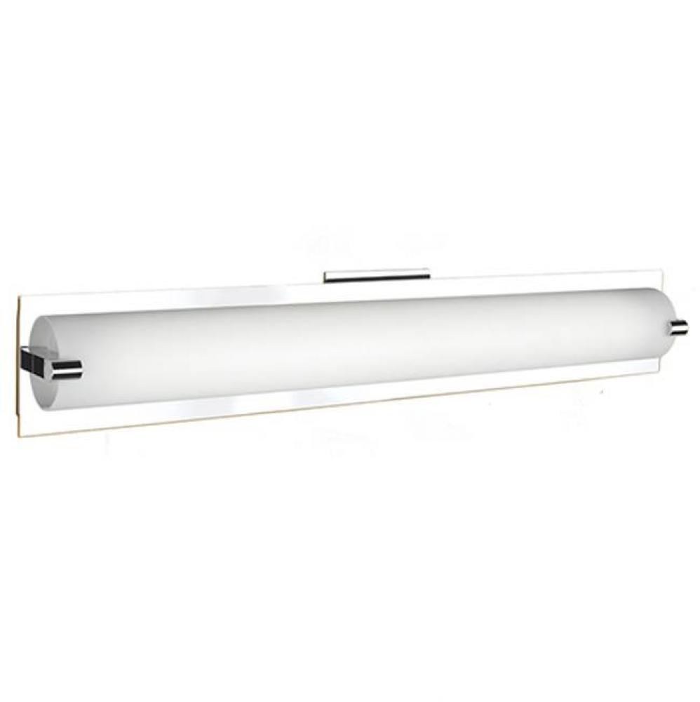 Single Lamp Wall Sconce With White Opal Glass Cylinder, Metal Details Available In Chrome